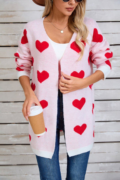 Angel Wings Heart Open Front Long Sleeve Cardigan