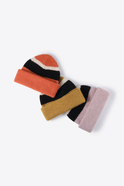 Tricolor Cuffed Knit Beanie