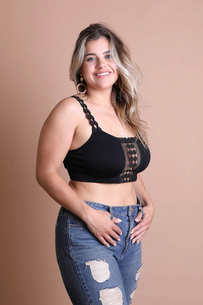 Boho Chic Lace Applique Plus Size Bralette