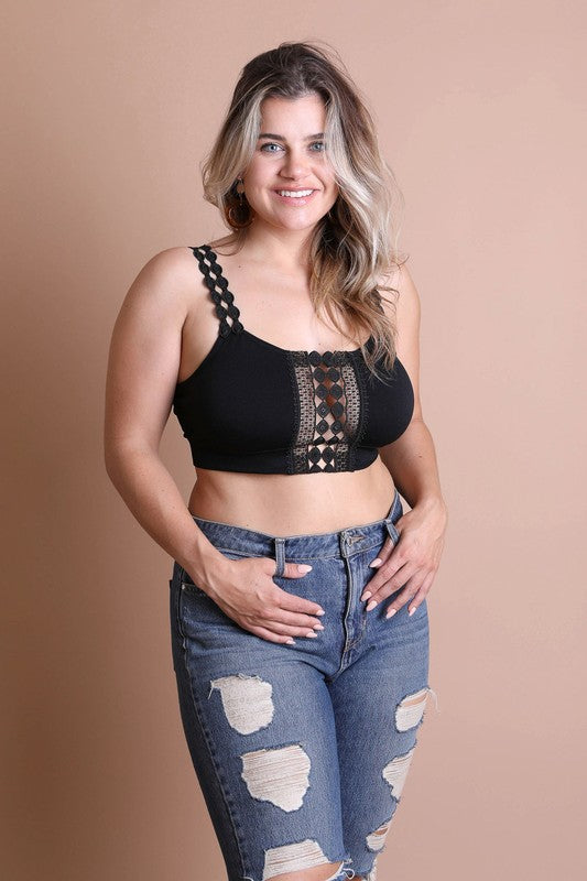 Boho Chic Lace Applique Plus Size Bralette