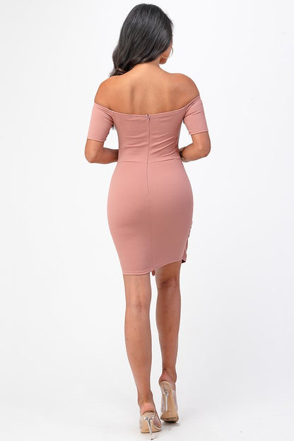 Twist Allure Off-Shoulder Bodycon Dress