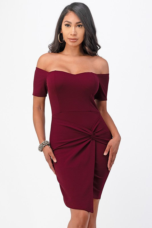 Twist Allure Off-Shoulder Bodycon Dress