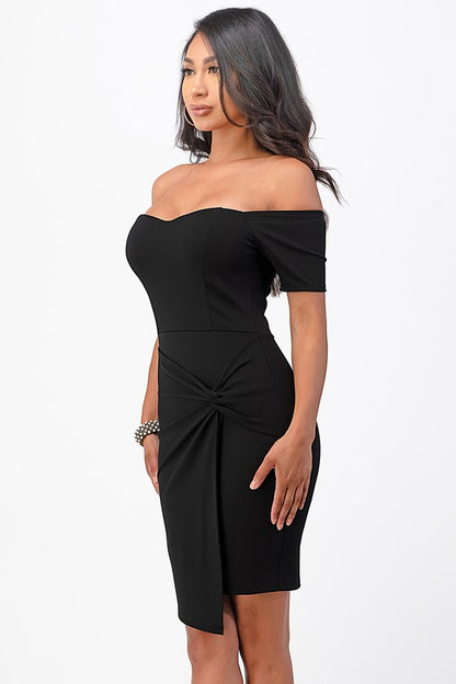 Twist Allure Off-Shoulder Bodycon Dress