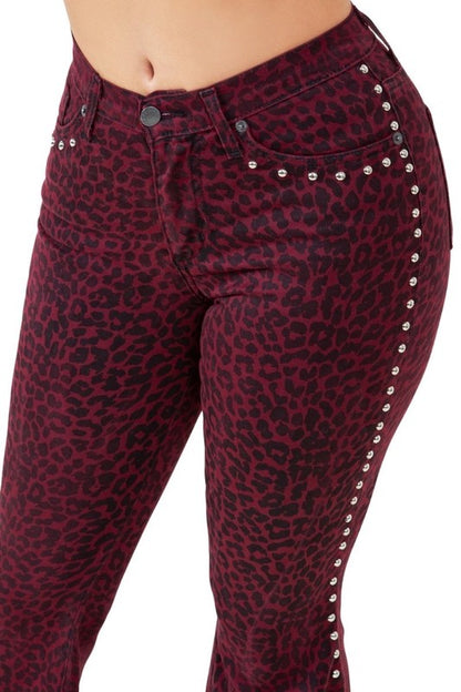 Leopard Studded Bell Bottom- Inseam 30