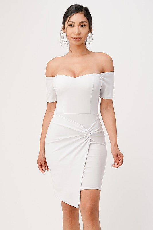 Twist Allure Off-Shoulder Bodycon Dress