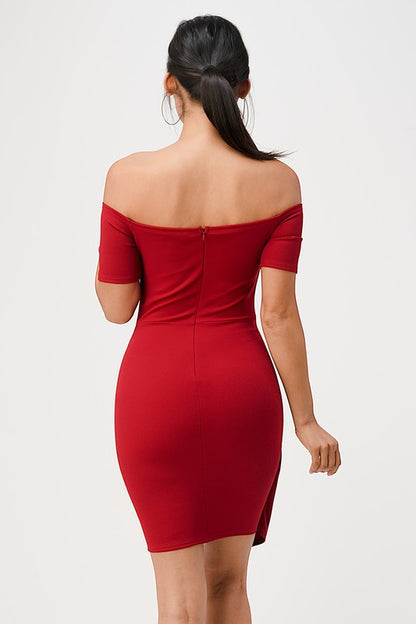 Twist Allure Off-Shoulder Bodycon Dress