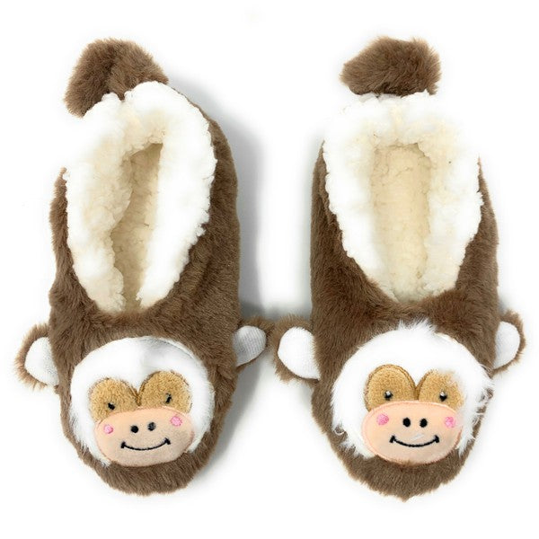 Let's Monkey - Women's Cozy Animal Sherpa Slipper