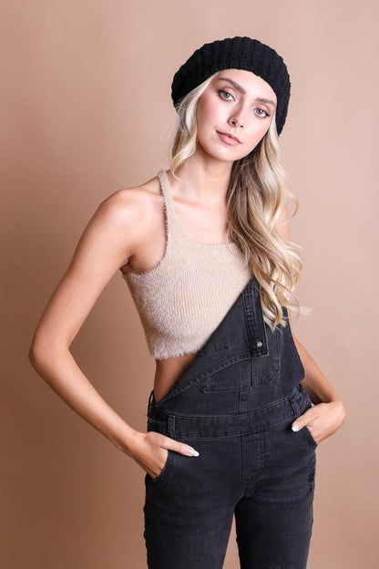 Chic Bouclé Rib Knit Beret