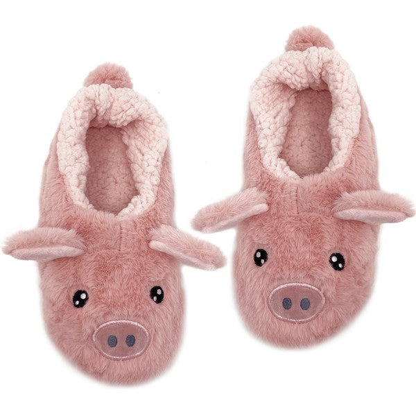 Fluffy Pig Women's Cozy Slipper - Pink Steps