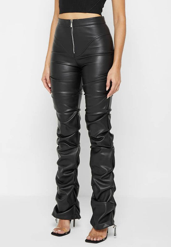 Sexy Sleek & Sensual Black PU Leather High-Waisted Pants