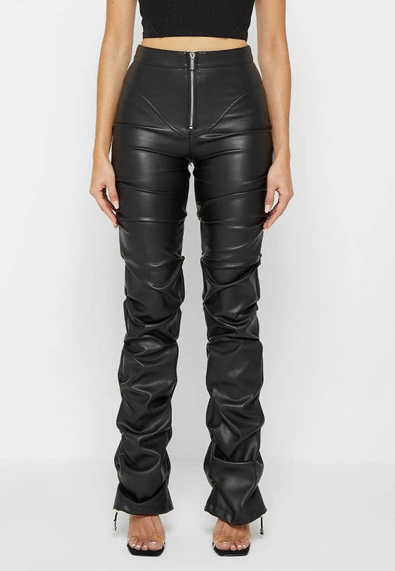 Sexy Sleek & Sensual Black PU Leather High-Waisted Pants