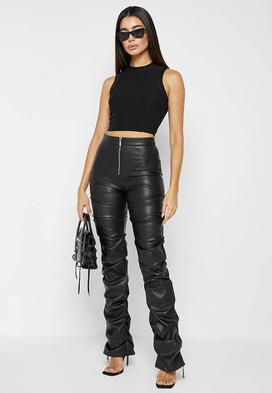 Sexy Sleek & Sensual Black PU Leather High-Waisted Pants