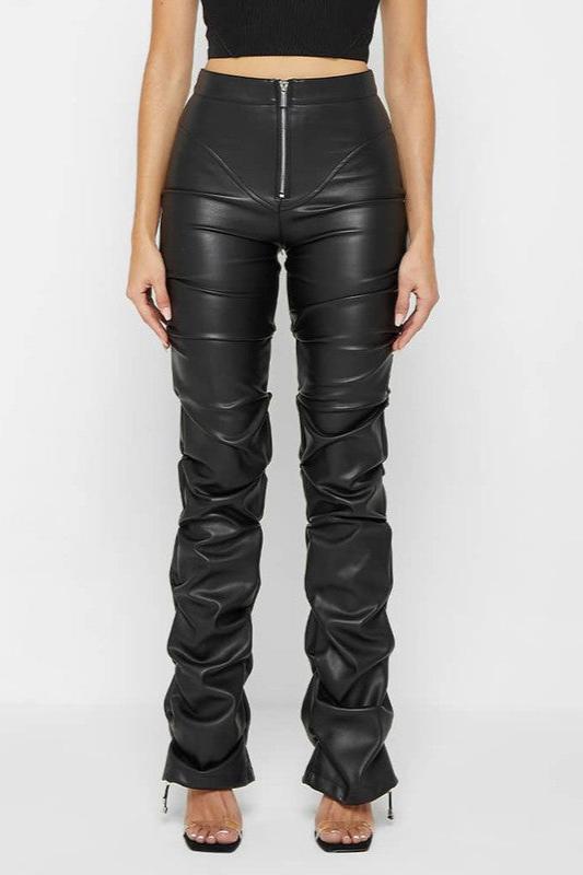 Sexy Sleek & Sensual Black PU Leather High-Waisted Pants