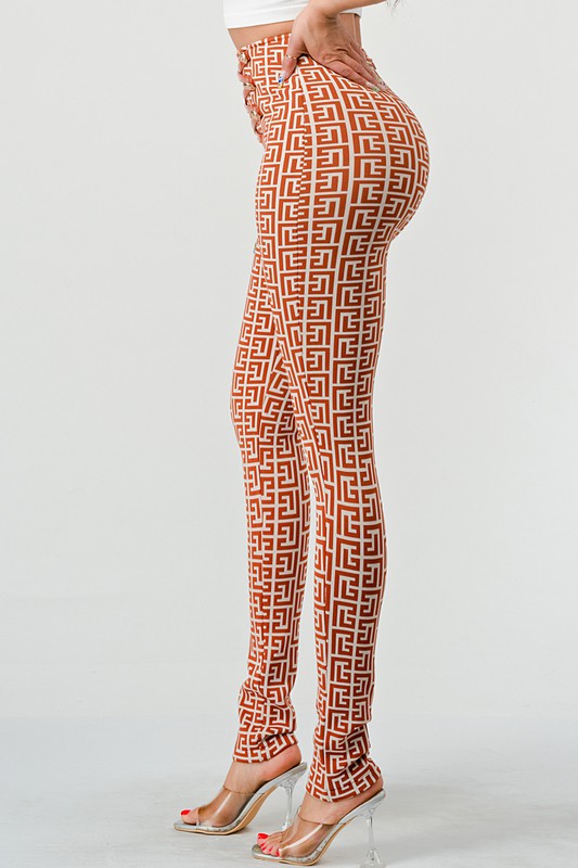 PRINT HIGH WAIST BANDAGE PANTS