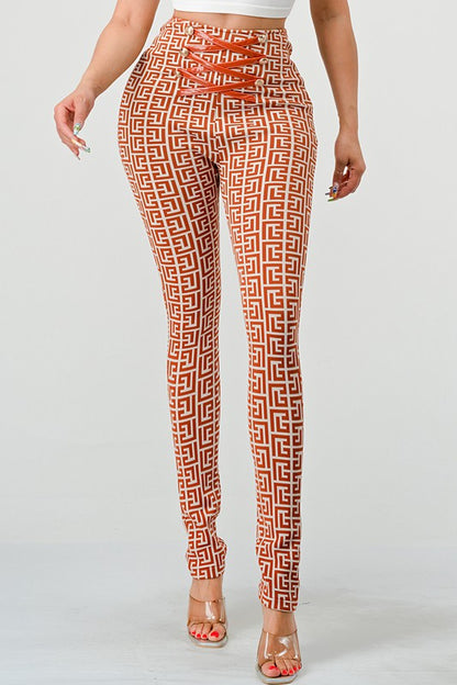 PRINT HIGH WAIST BANDAGE PANTS