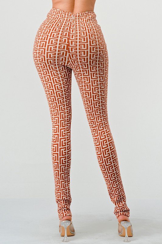 PRINT HIGH WAIST BANDAGE PANTS