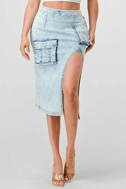 CASUAL WASHED DENIM SKIRT