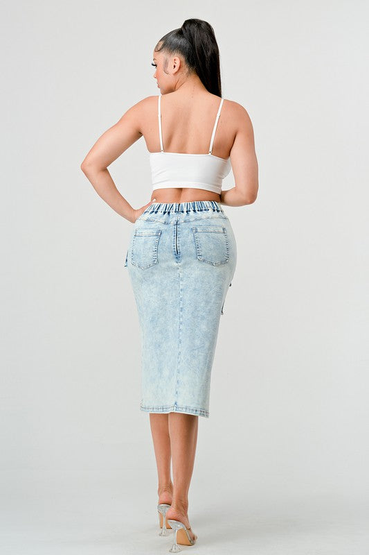 CASUAL WASHED DENIM SKIRT