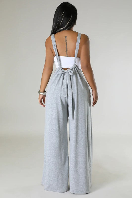 Convertible Wide-Leg Overalls Sweatpants