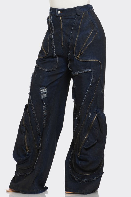 Urban Nomad Distressed Cargo Jeans