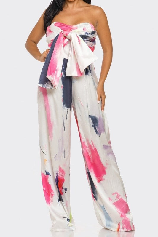 Abstract Elegance Printed Wide-Leg Jumpsuit by Athina