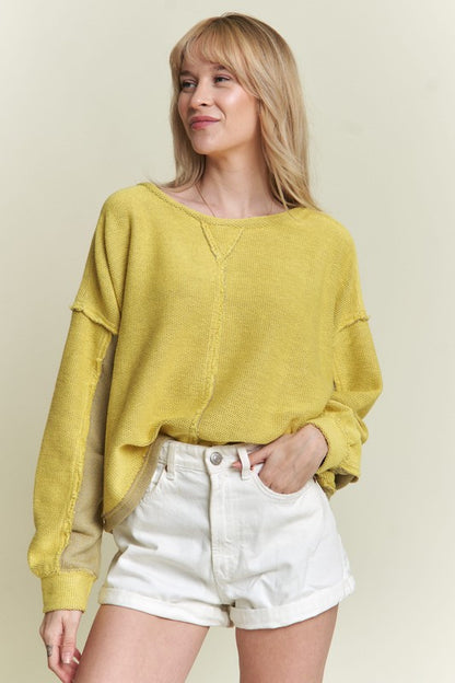 LONG DOLMAN SLEEVE ROUND NECK CASUAL KNIT SWEATER