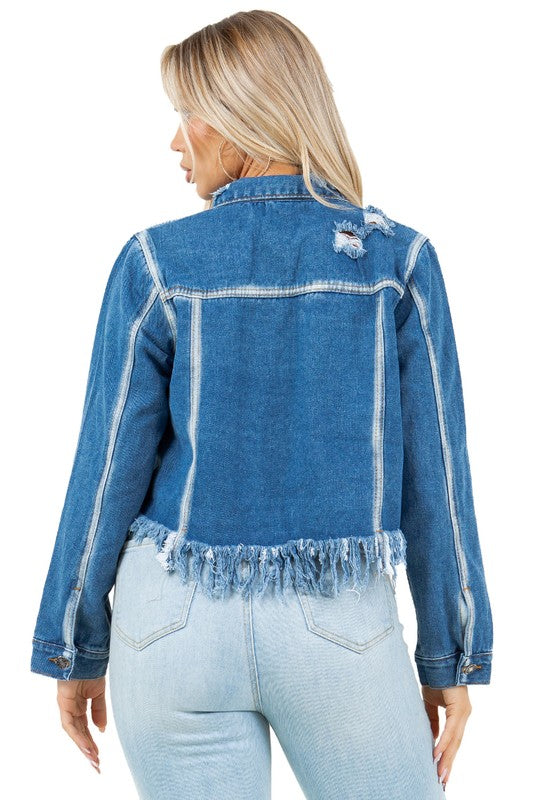 Stylish Crop Denim Trucker Jacket