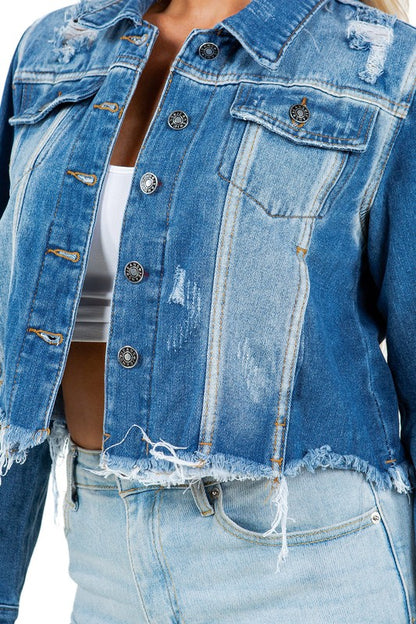 Stylish Crop Denim Trucker Jacket