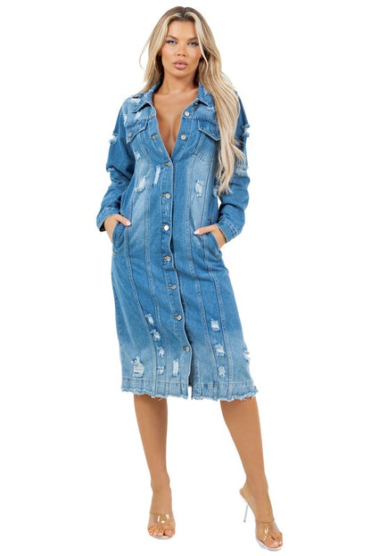 Double Trouble Long Denim Jacket