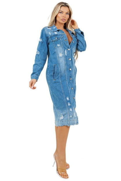 Double Trouble Long Denim Jacket