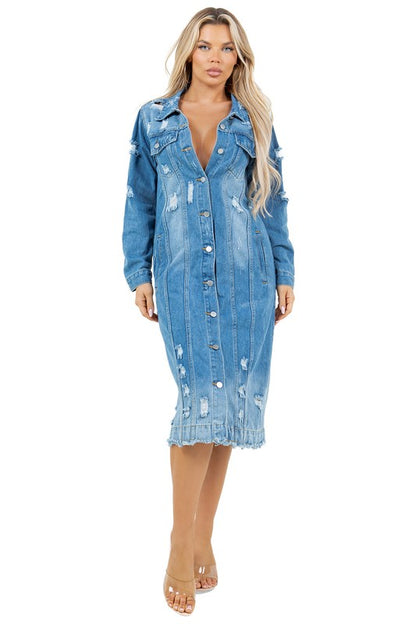 Double Trouble Long Denim Jacket