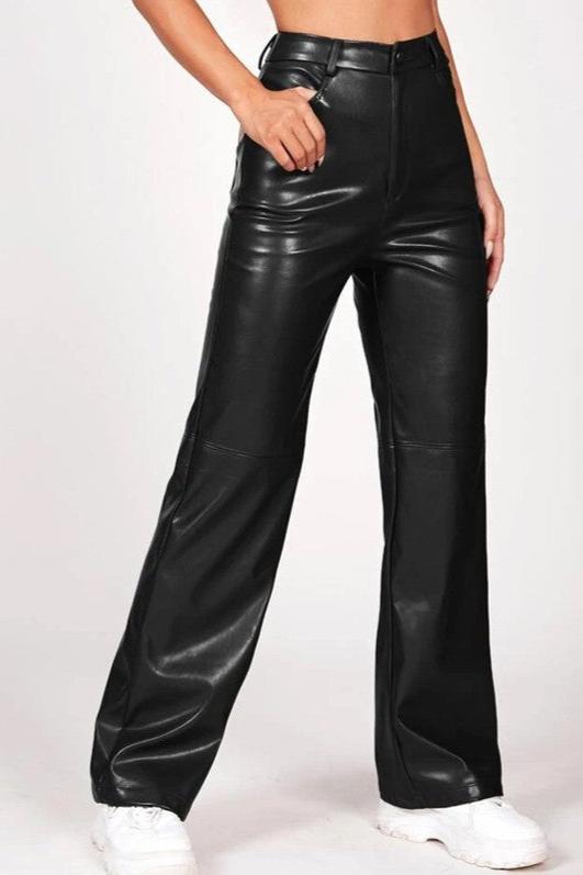 Sexy Faux Leather Slim Straight Pants