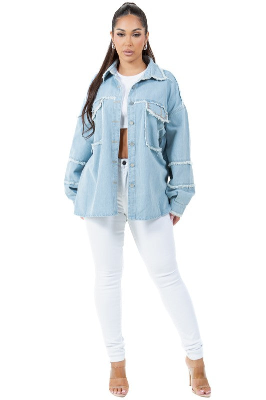 WOMEN FASHION OVERSIZE DENIM SHIRT