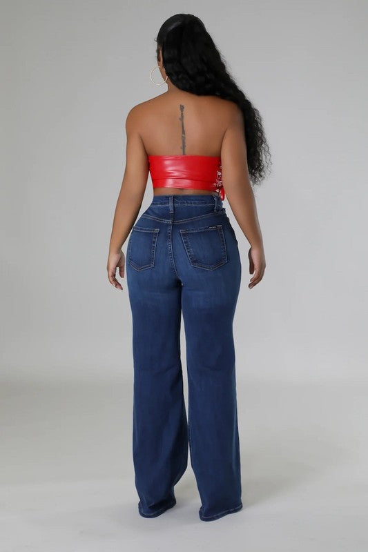 Jade Wide Leg Jean in Dark Denim