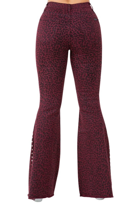 Leopard Studded Bell Bottom Pant