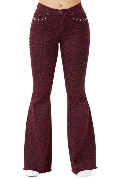 Leopard Studded Bell Bottom Pant