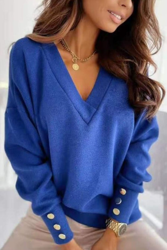 V-Neck Long Sleeve Sweatshirt