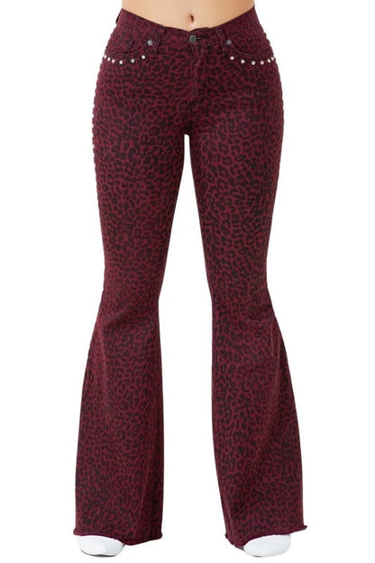 Leopard Studded Bell Bottom- Inseam 30