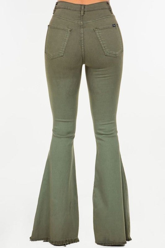 Bell Bottom Jean in Olive - 30" Inseam