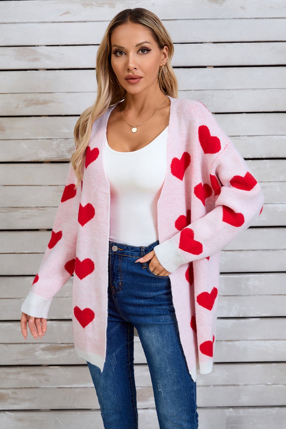 Angel Wings Heart Open Front Long Sleeve Cardigan