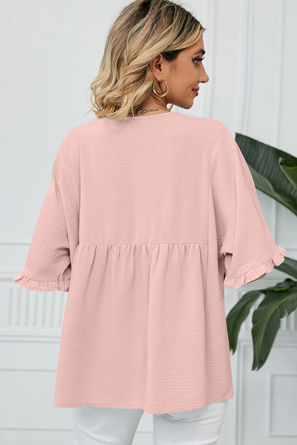 Peplum V-Neck Half Sleeve Shirt