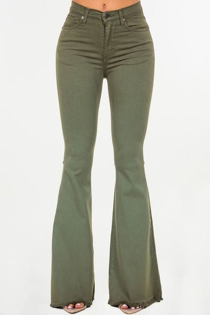 Bell Bottom Jean in Olive - 30" Inseam