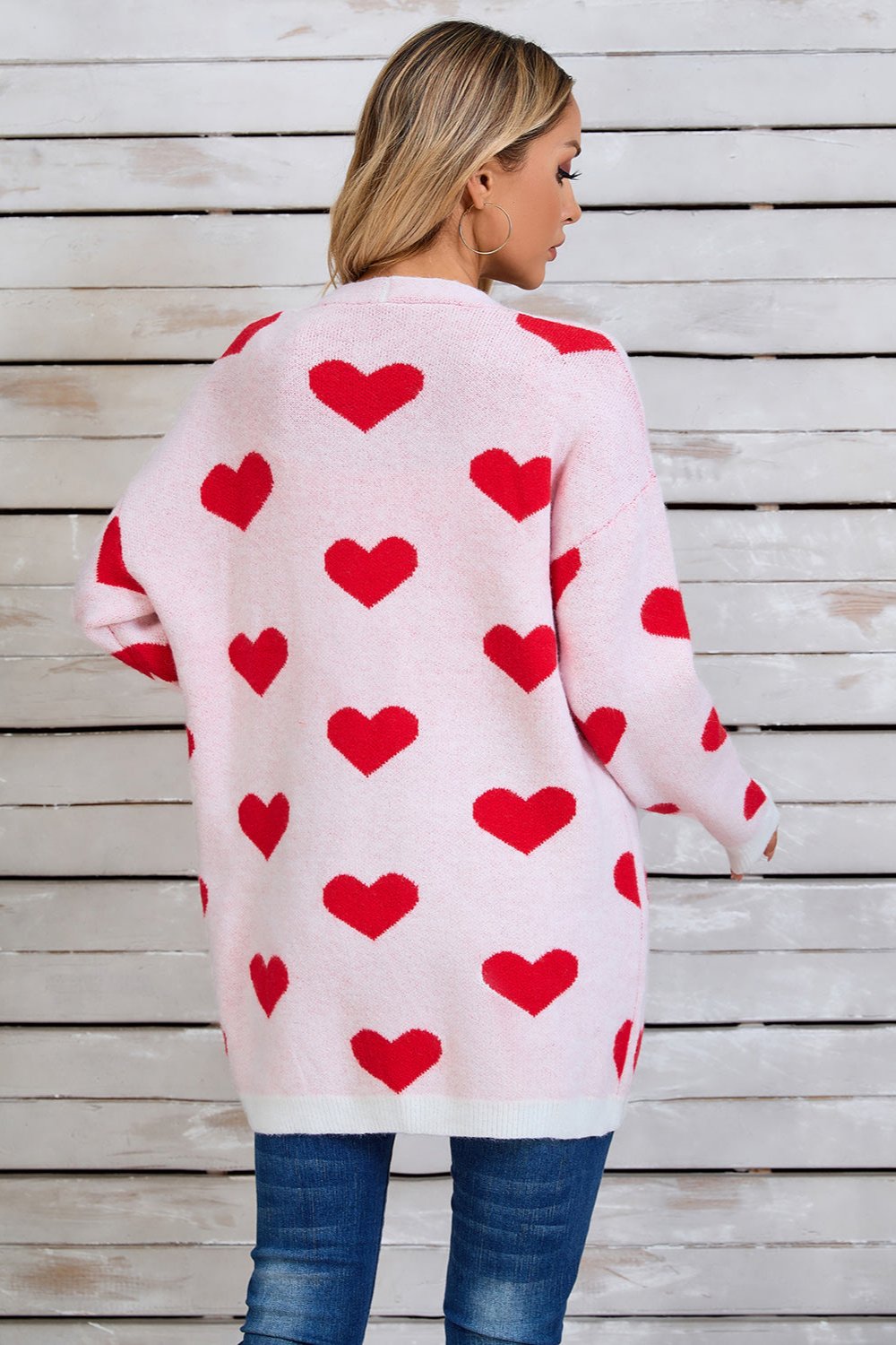 Angel Wings Heart Open Front Long Sleeve Cardigan