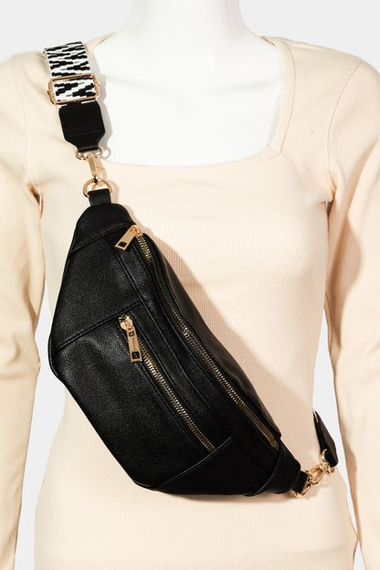 Fame PU Leather Crossbody Bag with Removable Strap