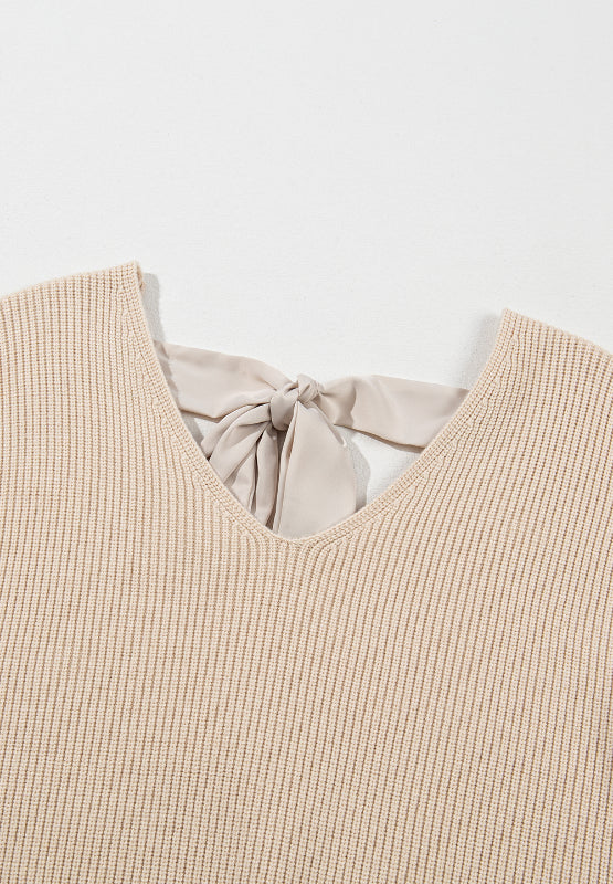 Chic Bow-Back V-Neck Sweater