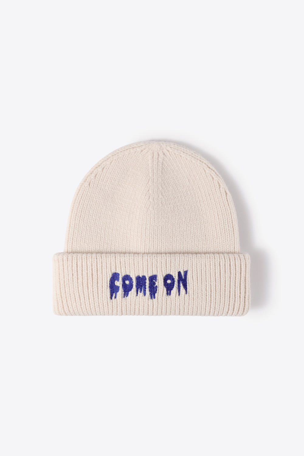 COME ON Embroidered Cuff Knit Beanie