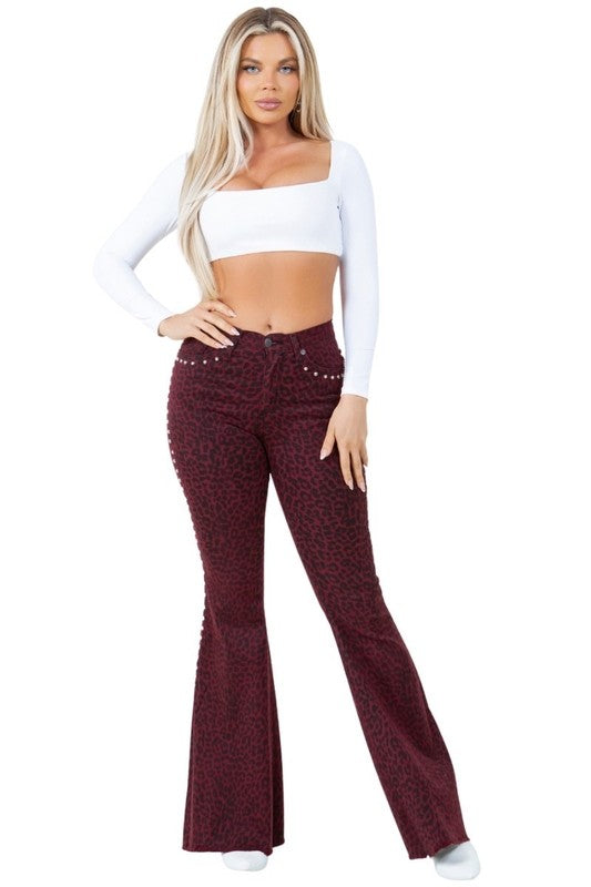 Leopard Studded Bell Bottom- Inseam 30