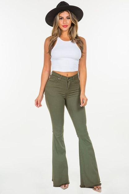 Bell Bottom Jean in Olive - 30" Inseam