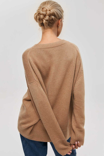 Basic Bae Round Neck Dropped Shoulder Long Sleeve Sweater