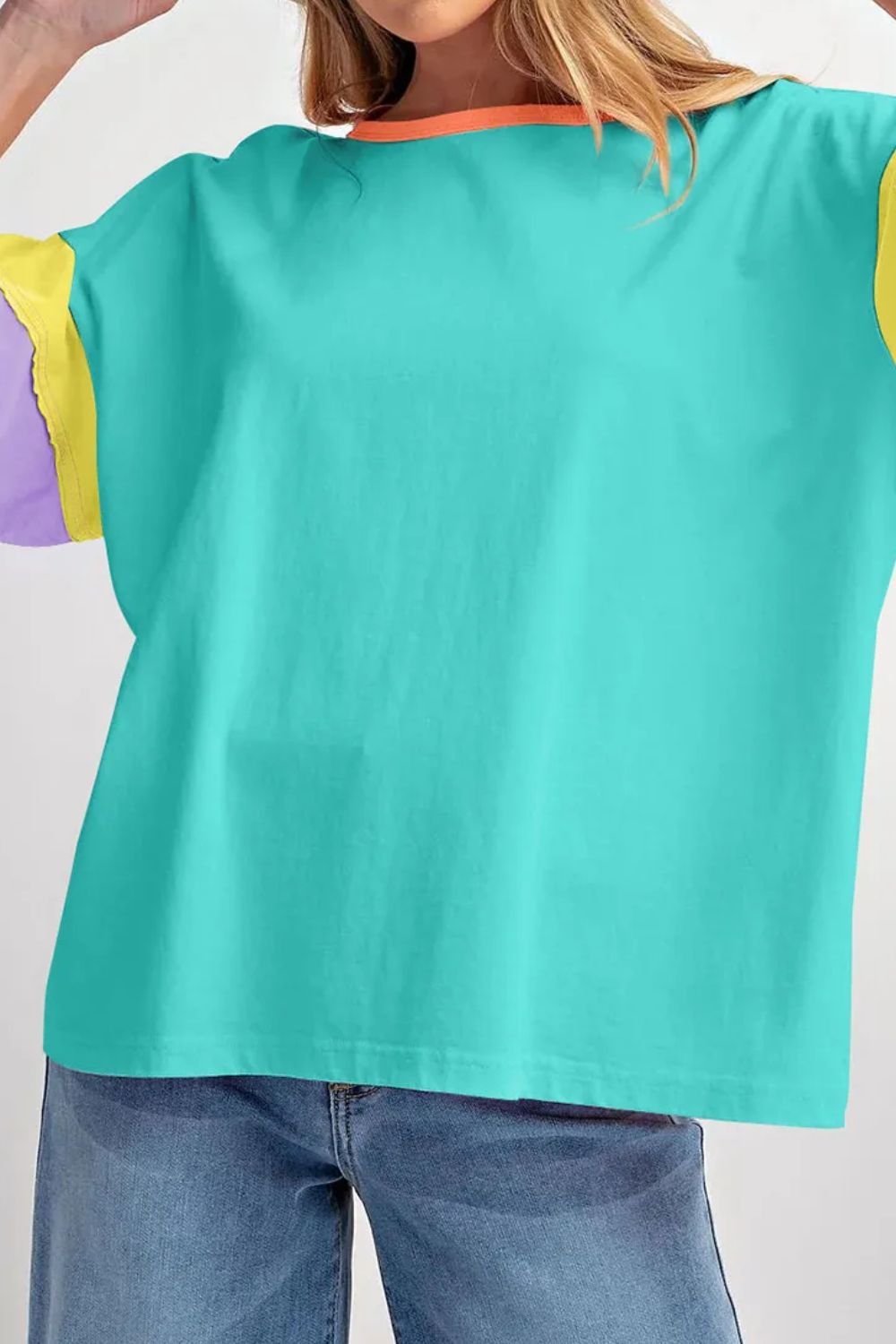 Color Block Round Neck Half Sleeve T-Shirt